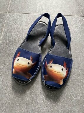 Made in Spain Women’s Navy Axolotl Print Slingback Sandals